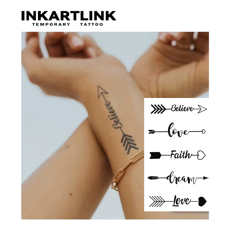 INKARTLINK Pfeil der Liebe Temporäres Tattoo, wasserfest, semi-permanent - Bild 2