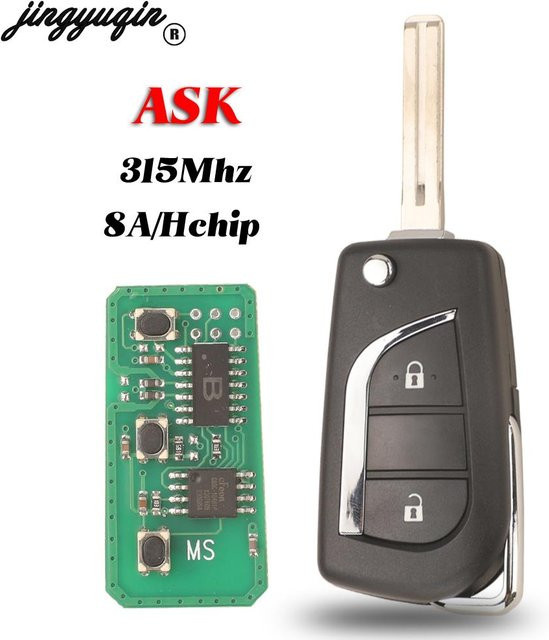 Jingyuqin 315MHz H/8A Chip 2-Tasten Flip-Fernbedienung für Toyota RAV4, Camry, Hilux und Corolla (Modelle 2011-2016) - Bild 1