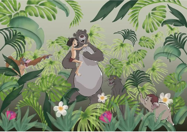 Disney Fototapete Welcome To The Jungle Vlies in Grün und Grau B: 400 cm, H: 280 cm - Bild 1