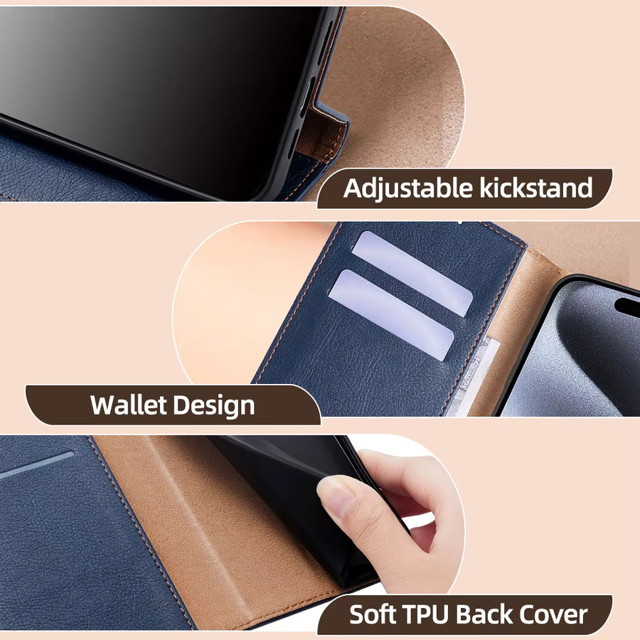 Magnetische Business Flip-Cover Ledertasche für Samsung Galaxy S25 Ultra, S25 FE Plus, S25 Edge, A56, A36, A26, A17, A07 in Schwarz oder Blau - Bild 4