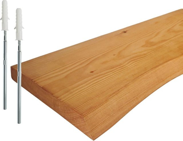 Relaxdays Wandregal aus Kiefernholz in Natur mit Baumkante, braun, Breite: 100 cm - Bild 1