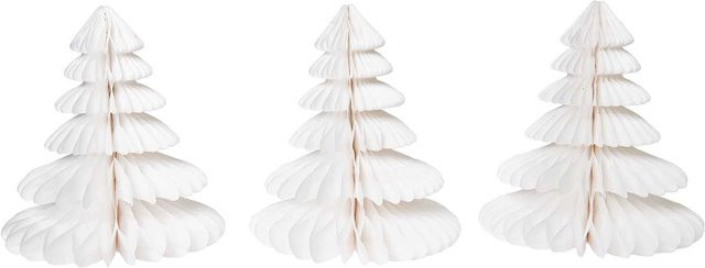 Rico Design Wabenpapier Tannenbäume für Weihnachten, 3 Stück, Weiß, Höhe: 20 cm - Bild 1