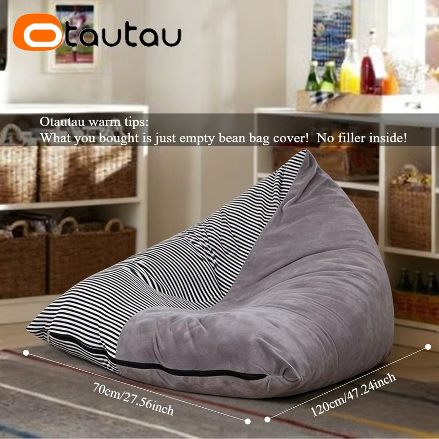 OTAUTAU Sitzsack-Bezug aus weichem Milchvelours in Grau, Loungesessel-Bezug und Aufbewahrungs-Pouf DD245 - Bild 3