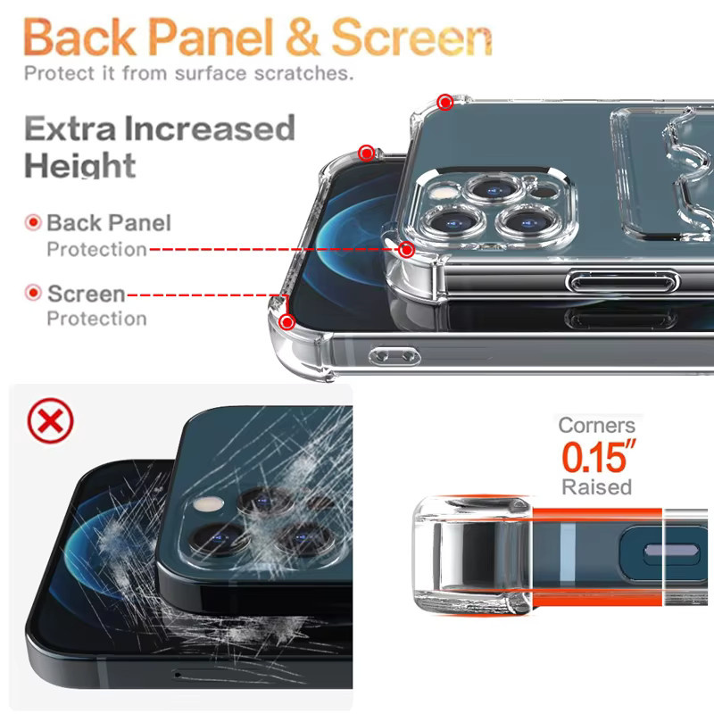 Transparente Handyhülle mit Kartenfach und Airbag-Schutz für Xiaomi Redmi Note 13 12 11 10 9 Pro 8 9S 10S 11S 12S - Bild 2