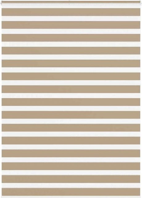 vidaXL Doppelrollo Day & Night in Sandbraun, gestreift, Polyester, B: 165 cm, H: 230 cm - Bild 1