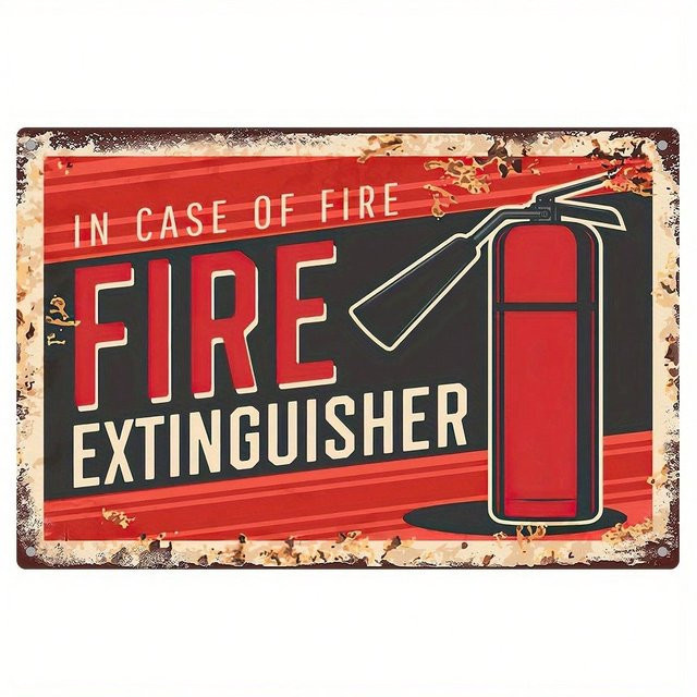 Retro Metall Feuerlöscher Schild CIFBUY rote Wanddekoration für Garage und Bar - Bild 1