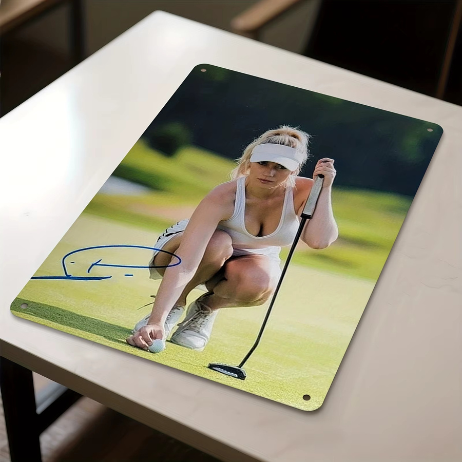 Signiertes Paige Spragens Golf-Poster als Metallschild von CIFBUY, buntes Blech-Wandkunst-Dekor für LPGA-Fans, B/H: 30 x 20 cm - Bild 3