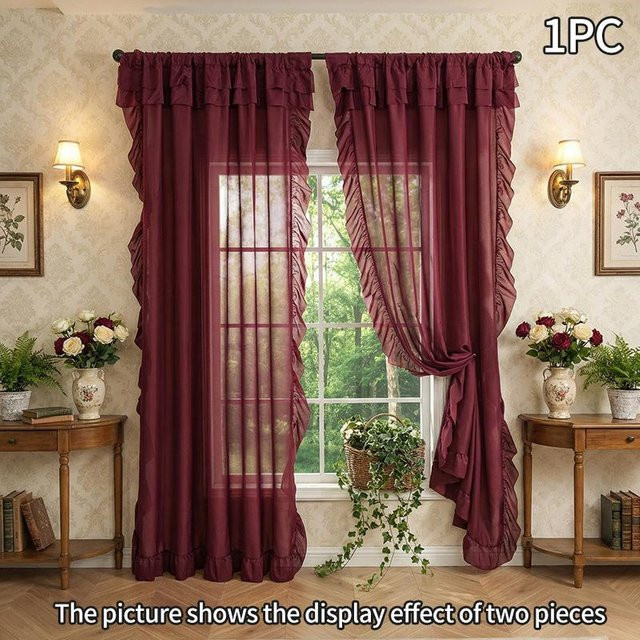 Trend Aura Raffrollo-Gardine aus Voile-Tüll in Rot, lichtdurchlässiger Vorhang für Wohnzimmer und Schlafzimmer, Breite: 100 cm, Höhe: 130 cm - Bild 1