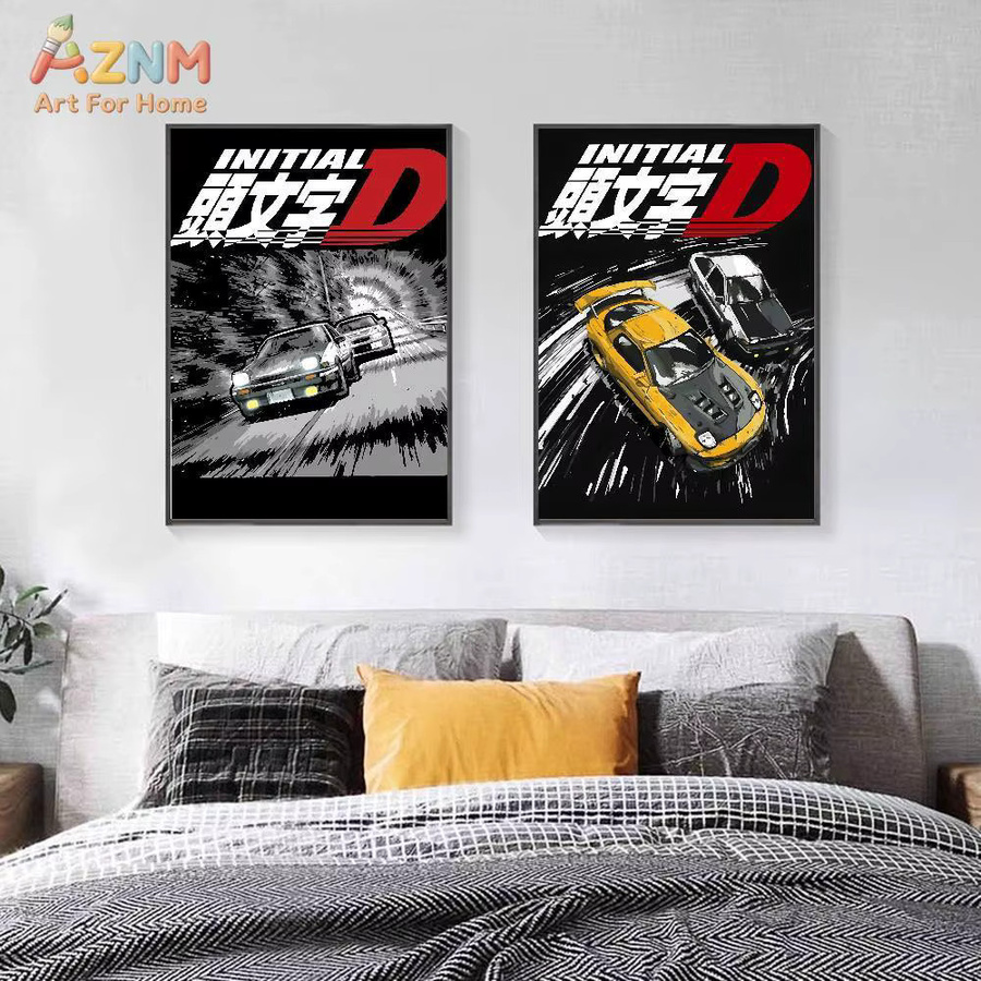 AZNM Initial D Leinwand-Wandkunst ungerahmt, Anime JDM AE86 RX-7 Rennwagen-Poster, Mehrfarbig - Bild 4