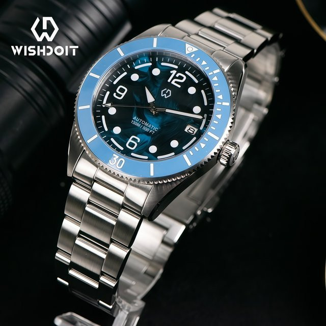WISHDOIT Armbanduhr, Automatik, Edelstahl, Blau, Herren - Bild 1