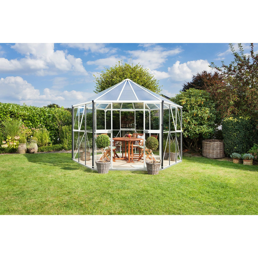 Vitavia Gewächshaus-Pavillon Hera 9000 Weiß mit 9 m² Fläche, Stahlfundamentrahmen und Polycarbonat-Verglasung - Bild 3