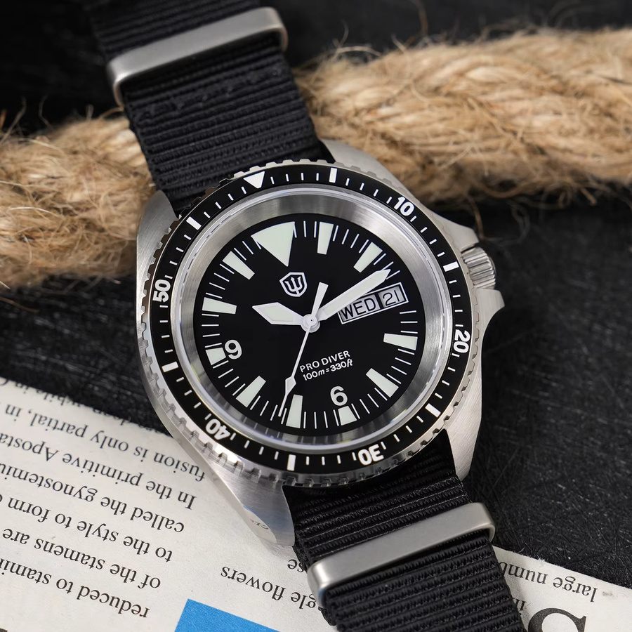 Watchdives Armbanduhr, Edelstahl, Quarz, 39 mm, Herren, Schwarz - Bild 3