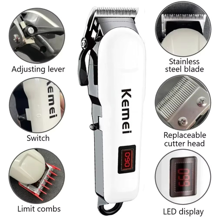 Kemei Haarschneidemaschine, kabelloser Trimmer, Herren, weiß - Bild 3