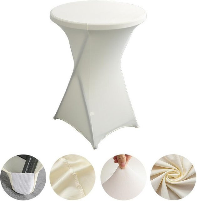 ChicFashion Elastische Runde Tischdecke aus Spandex für Cocktailtische in Elfenbein, B/D/H: 70 x 110 cm - Bild 1