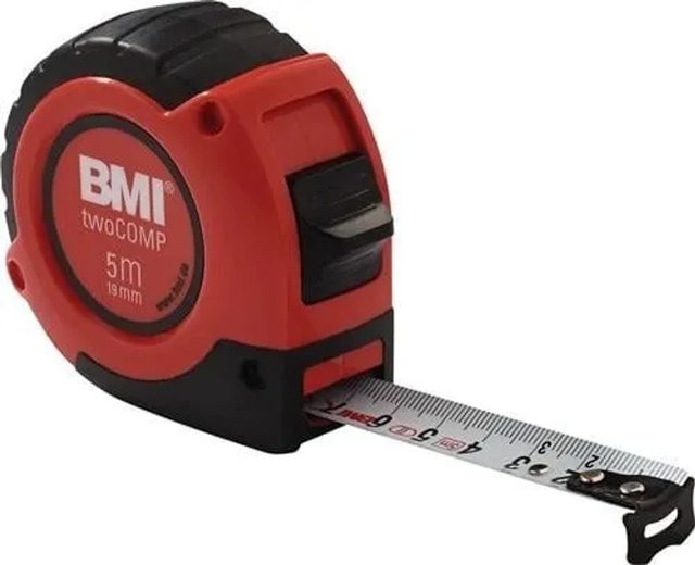 BMI Taschenrollbandmaß twoComp PT14 in Rot Schwarz mit 5 m Bandlänge und 19 mm Breite - Bild 2