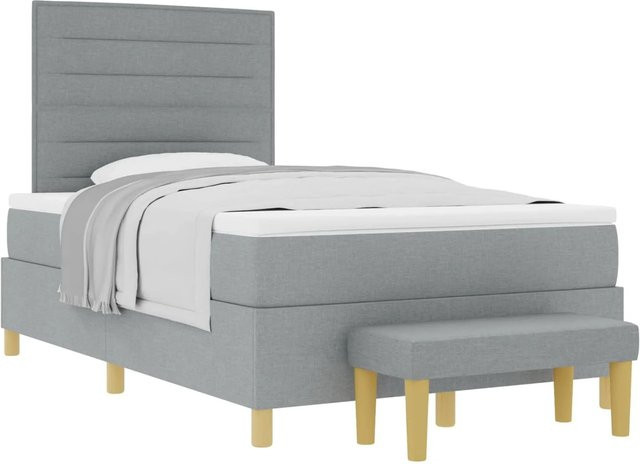 vidaXL Boxspringbett mit Matratze in Hellgrau, B/T/H: 120 x 200 x 128 cm - Bild 1