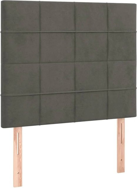 vidaXL LED Kopfteil aus Samt in Dunkelgrau mit integrierter Beleuchtung und USB-Anschluss, Breite: 90 cm, Tiefe: 5 cm, Höhe: 118-128 cm - Bild 1