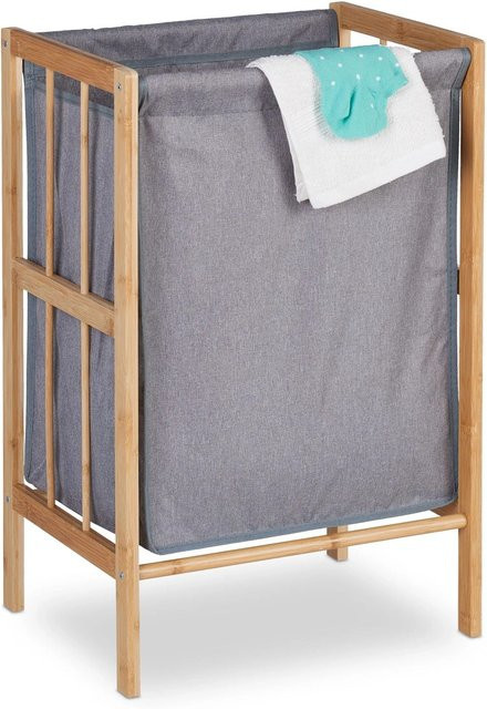 Relaxdays Wäschekorb aus Bambus in Grau, B/T/H: 60 x 39 x 30 cm - Bild 1