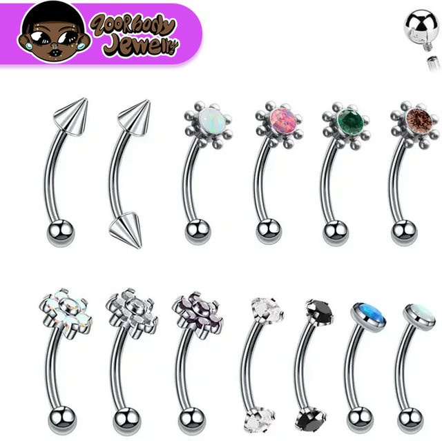 ZOORBODY JEWELRY Augenbrauenpiercing Titan, Zirkonia, Silber, Unisex - Bild 1
