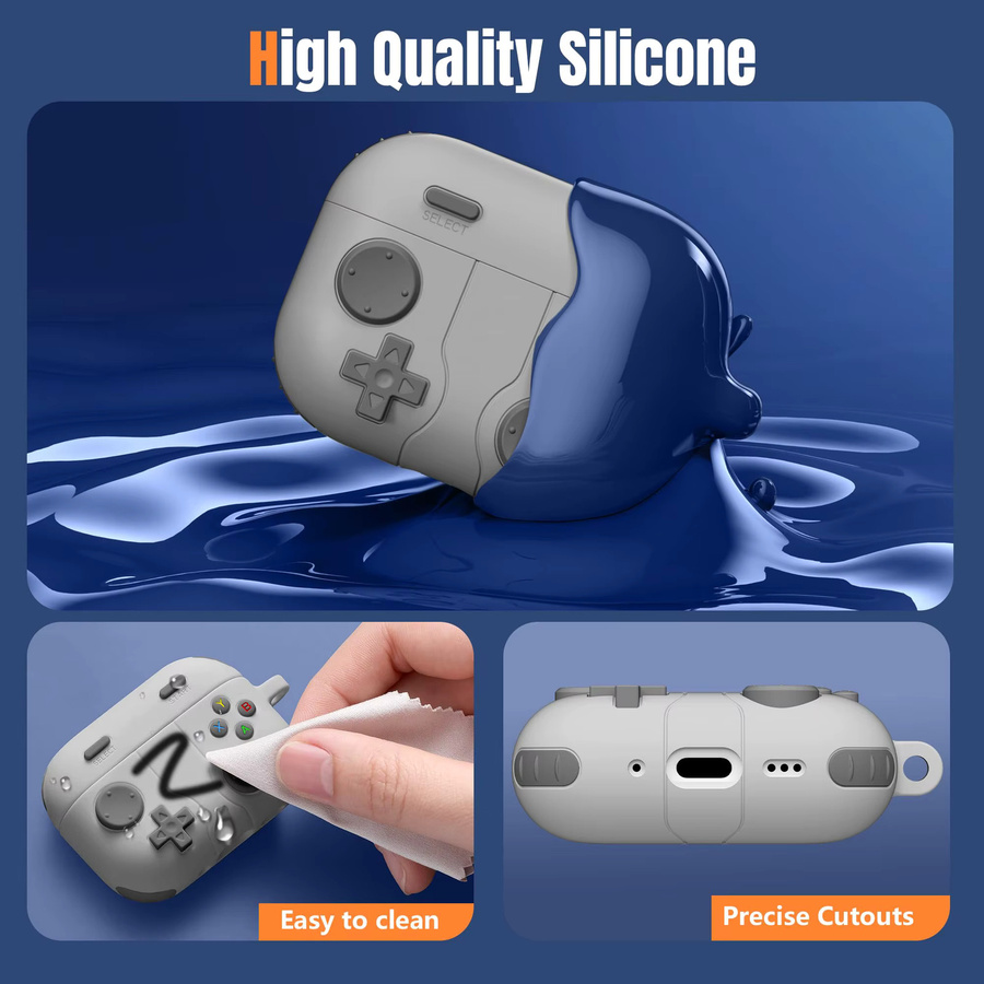 3D-Spielhülle aus weichem Silikon für AirPods Pro 2, Pro 4 und AirPods 4 inklusive Lanyard in Schwarz - Bild 3