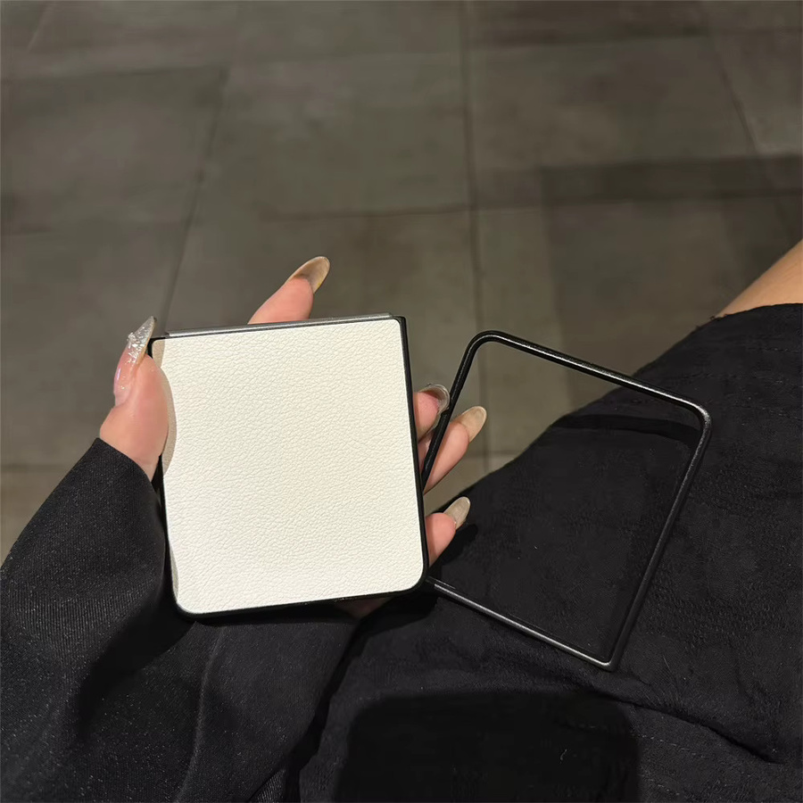 Luxus Handyhülle mit Litschi-Muster aus Leder für Samsung Galaxy Z Flip 7 6 5 4 5G, stoßfestes Soft Cover in Schwarz oder Weiß - Bild 2