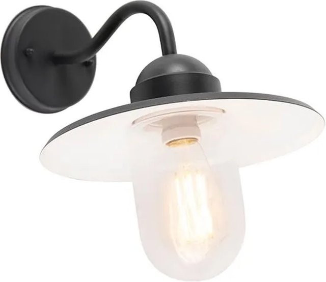 QAZQA Außenwandleuchte Kansas Anthrazit IP44 aus Aluminium und Glas mit E27 Fassung dimmbar - Bild 1