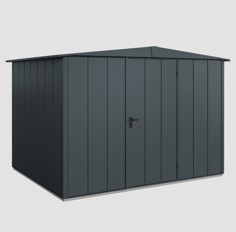 Ecostar Gerätehaus Elegant-S aus Metall in Grau mit Einzeldoor und Giebeldach, B/H/T: 302,8 x 219,4 x 238 cm - Bild 3