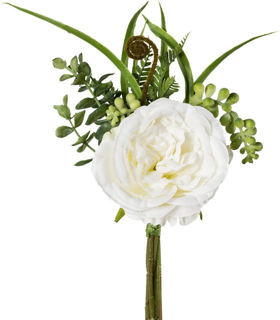 GASPER Kunstblume Rosensträußchen in Weiß aus Kunststoff, Höhe: 32,0 cm, Breite: 13,0 cm, Tiefe: 13,0 cm - Bild 1