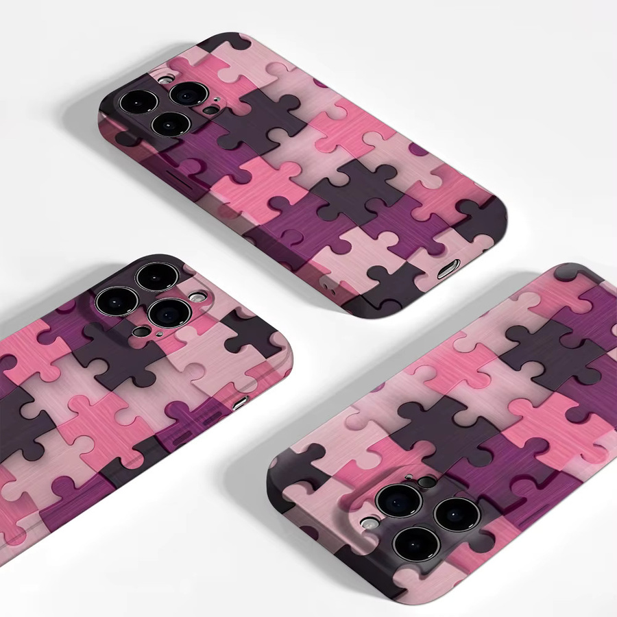 Rosa Puzzle-Mosaik Handyhülle für Apple iPhone mit doppelschichtiger Rückseite - Bild 3