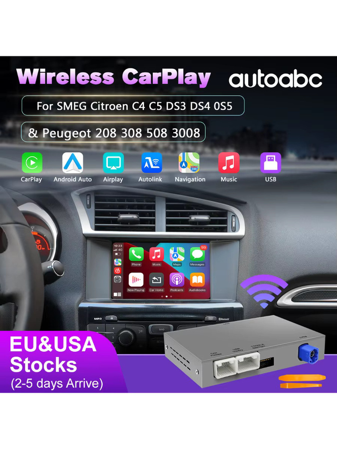 AUTOABC Kabelloses CarPlay und Android Auto Interface für Peugeot 308 408 508 SMEG sowie Citroen Berlingo C4 Cactus Picasso C5 und Opel Corsa - Bild 6