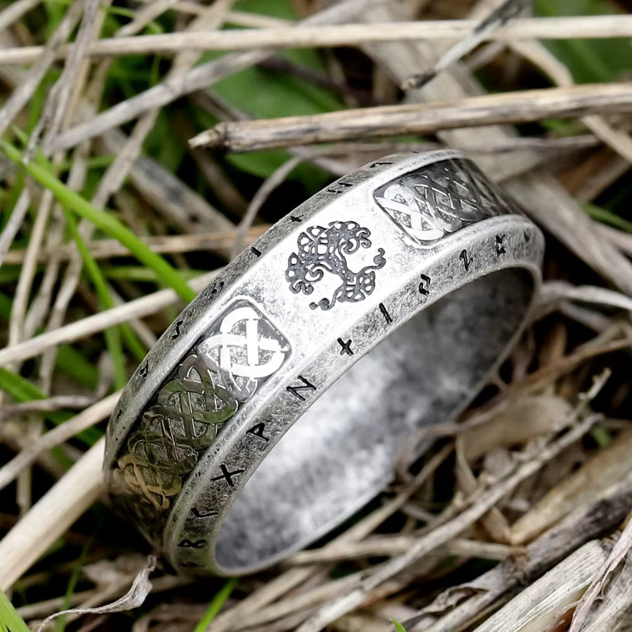 Wikinger Ring Edelstahl, Vintage, Herren, Silber - Bild 2