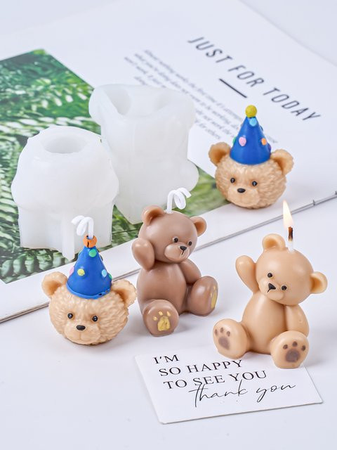 UDOCOOL Silikon Kerzenform Bär in Mehrfarbig für DIY Aromatherapie Kerzen und handgemachte Deko-Geschenke - Bild 1