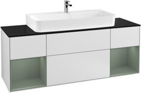V&B Waschtischunterschrank Finion mit Wandbeleuchtung, Weiß lackiert, Breite: 160 cm, Tiefe: 50,1 cm, Höhe: 50,1 cm - Bild 1