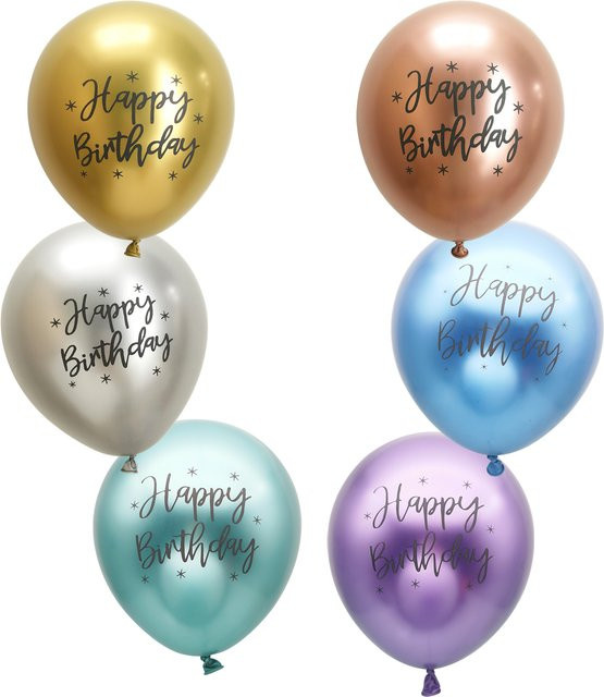 Metallische Latexballons Alles Gute zum Geburtstag für deine Geburtstagsfeier in Gold und Multicolour, Durchmesser: 30,48 cm - Bild 1