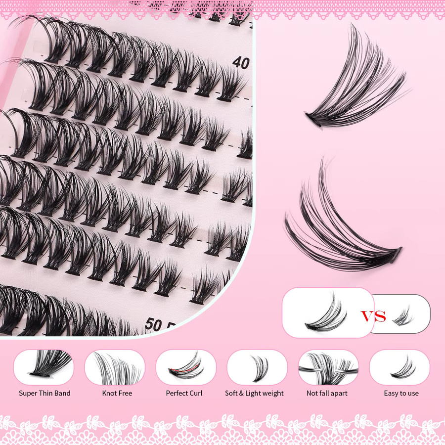 CNDK Wimpern-Cluster-Set, 8-12mm, D-Curl, Natürlich, Unisex - Bild 1