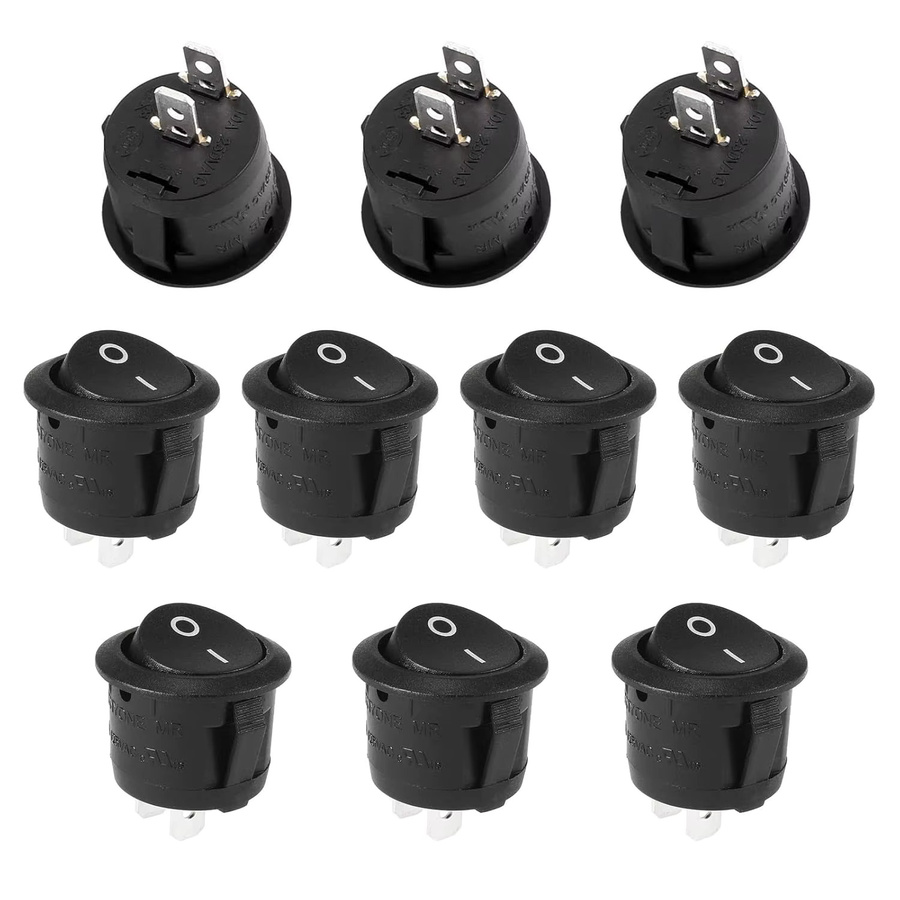 AOKIN 10er Set Snap-in Runde Wippschalter SPST Mini Kippschalter 2 Pin 2 Position Schwarz 10A/125V 6A/250V - Bild 4