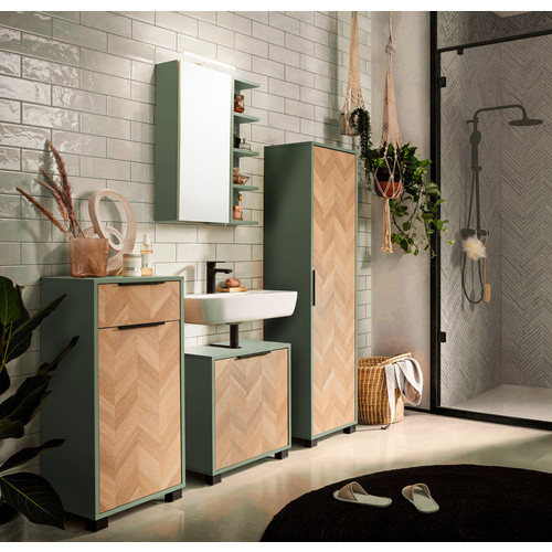 Schildmeyer Hochschrank Piazza in Pistazie Grün mit Fischgräten-Design, B/T/H: 40,3 x 33,0 x 157,8 cm - Bild 2