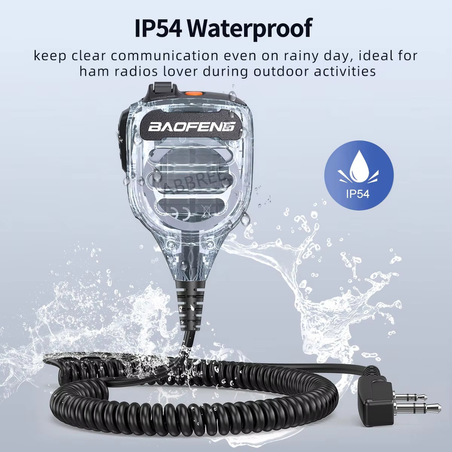 Baofeng BF-850 Walkie-Talkie Lautsprecher-Mikrofon in Transparent mit Dual-PTT und IP54 Wasserdichtigkeit für UV-5RH UV-21PRO AR-39 Amateurfunkgeräte - Bild 4