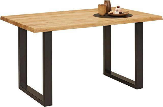 Zandiara Esstisch Canu aus Echtholz in Wild Oak mit Live Edge und X-Frame Gestell, B/T/H: 170 x 90 x 75 cm - Bild 1