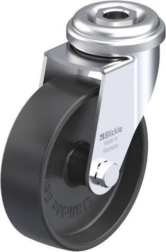 Blickle LRA-POA 75G Lenkrolle aus Stahl und Kunststoff, Rad-Durchmesser: 75 mm, Tragfähigkeit: 75 kg, galvanisiert, Schwarz/Grau - Bild 1