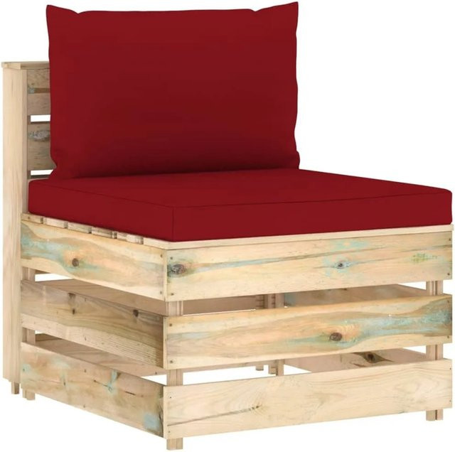 vidaXL Modulares Mittelsofa aus imprägniertem Kiefernholz mit Kissen in Grün - Bild 1