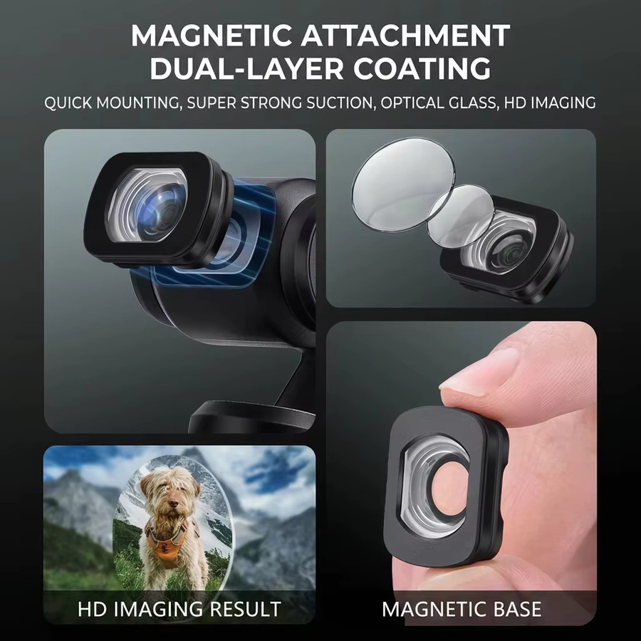 Magnetisches Weitwinkel- und Makroobjektiv aus optischem Glas für DJI Osmo Pocket 4 und Osmo Pocket 3 in Schwarz - Bild 5