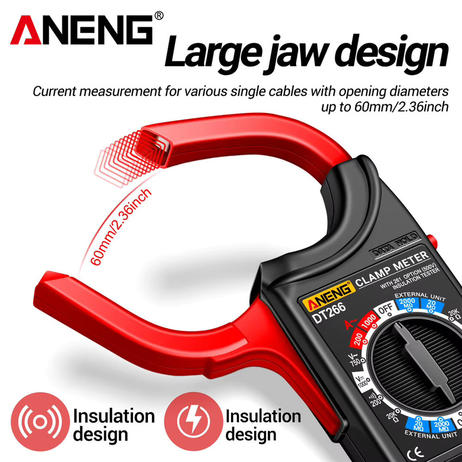 ANENG Zangenmessgerät und Batteriespannungsprüfer passend für DT266 Multimeter mit 1000 A AC-Stromtester und BT138 Universal-Kapazitätstestwerkzeugen - Bild 2