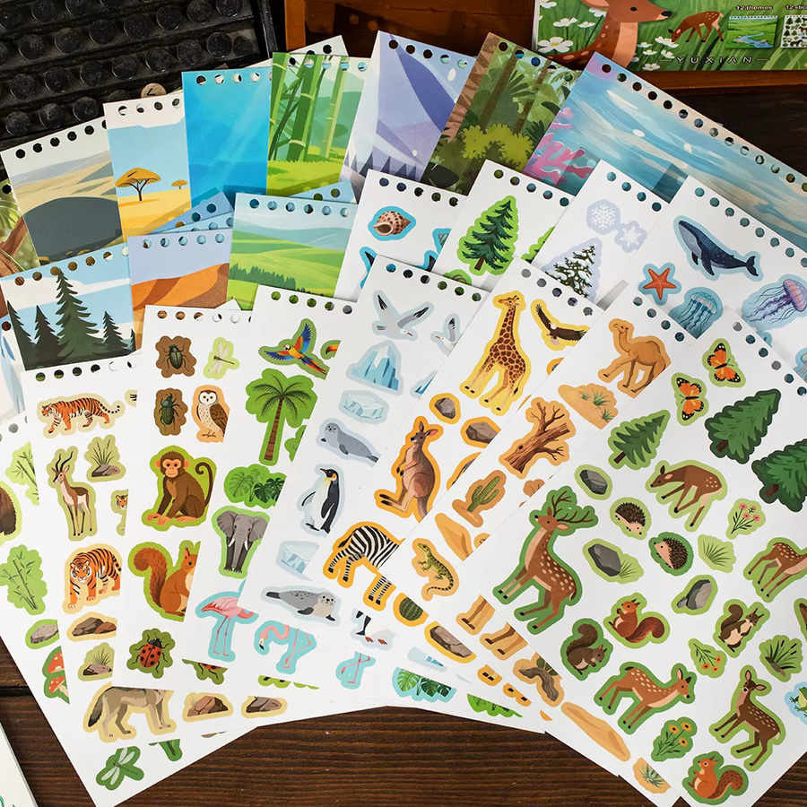 3D Tier Welt Diorama Aufkleber Set für Scrapbooking und Journaling, 24 Blätter, Mehrfarbig - Bild 2
