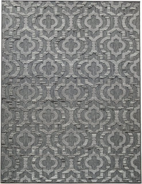 In- & Outdoor-Teppich Stylo Grau mit Hoch-Tief-Effekt und geometrischem Design, B: 120 cm, T: 170 cm - Bild 1