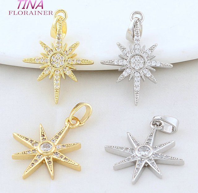 Florainer Tina Anhänger, 18K vergoldet, Zirkonia, Stern-Sonne, Unisex - Bild 1