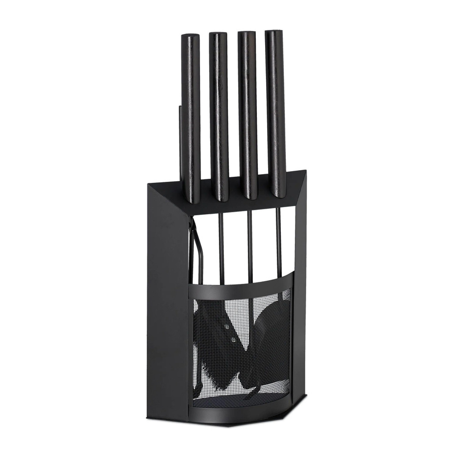 Relaxdays Kaminbesteck 5er Set aus Stahl mit Holzgriffen in Schwarz, freistehend mit Halter, B/T/H: 61 x 28,5 x 16 cm - Bild 2