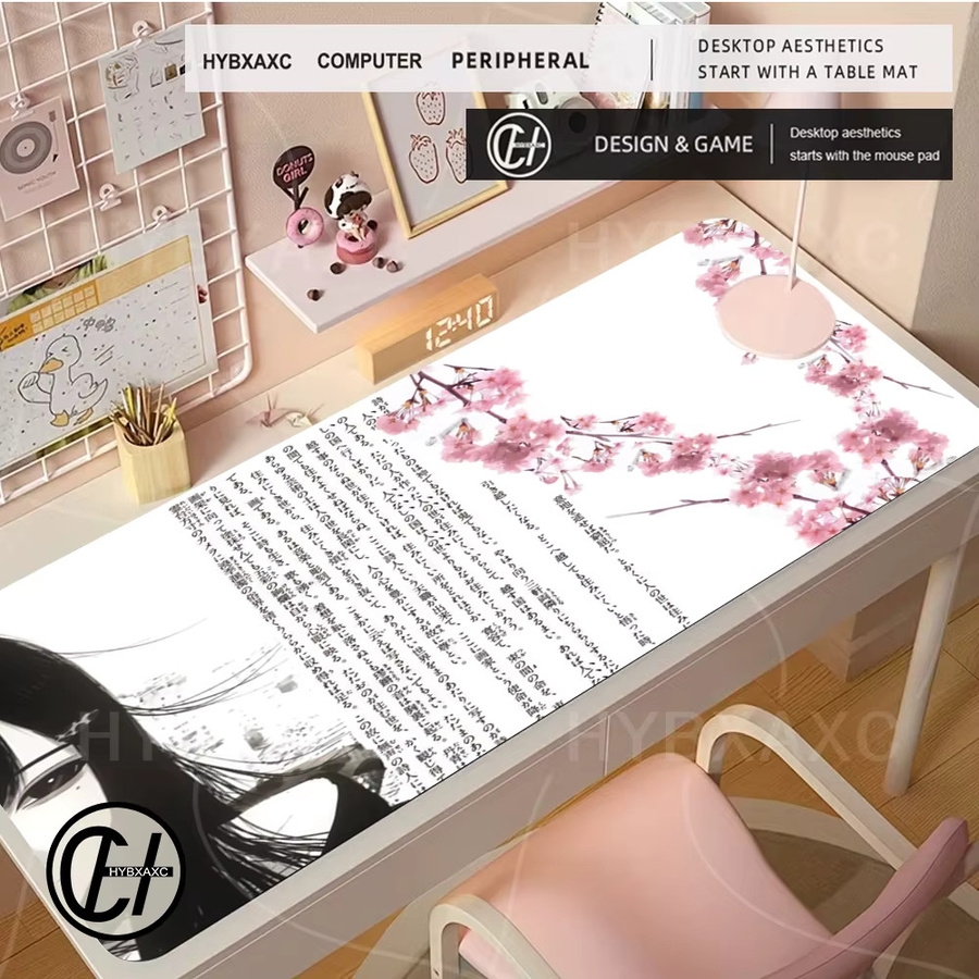 HYBXAXC XXL Gaming-Mauspad mit Anime-Mädchen-Kunstmotiv in Multicolour als große Schreibtischunterlage für Büro und Laptop - Bild 3