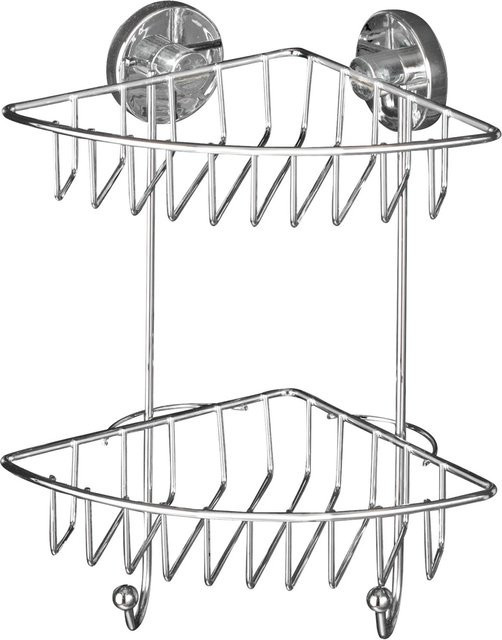 Wenko Vacuum-Loc Eckregal Bari in Chrom, silberfarben, B/H: 22,5 x 29,5 cm - Bild 1