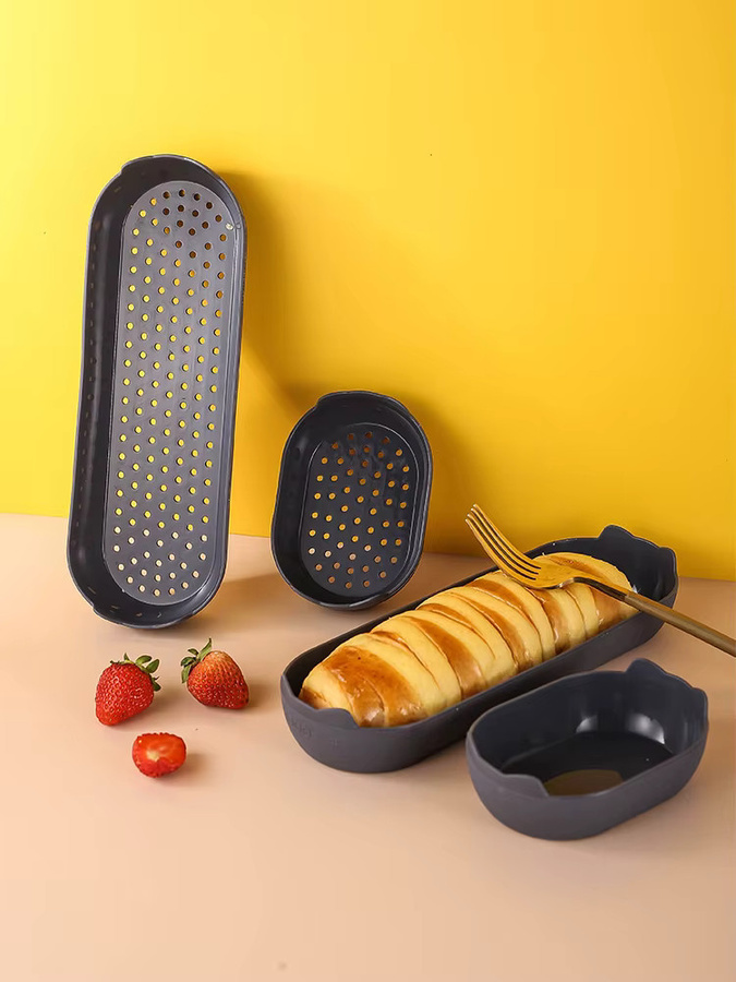 Venlohome Antihaft Silikon Hot Dog Brötchen Form und Brotbackform in Grau - Bild 7